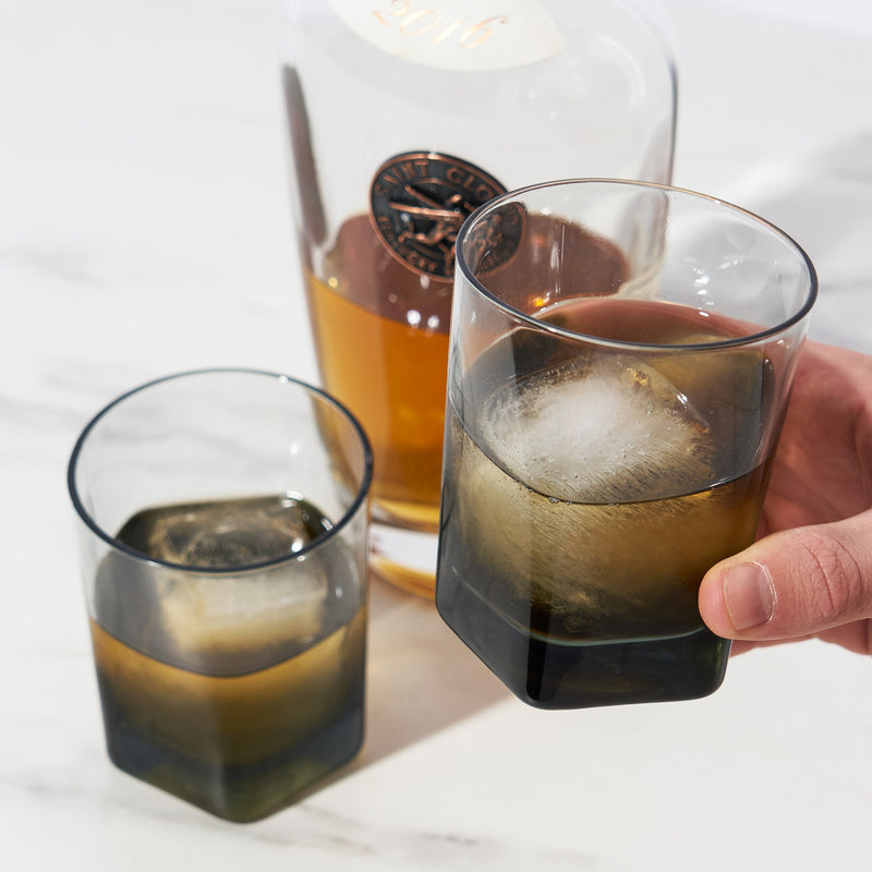 Hexagonal Crystal Double Old Fashioned Glasses in Smoke, photo 3 of 7