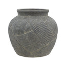 D10.2x8.9" Cross-Hatch Terracotta Vase