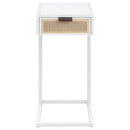 Amherst 1-drawer Radio Weave Cane Metal Side Table White