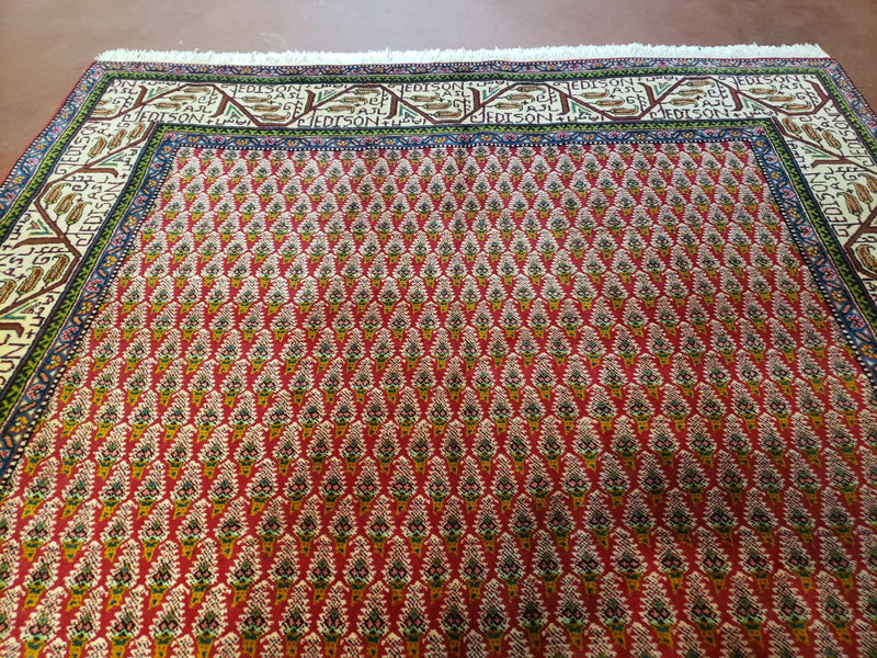 6x9 Finely Woven Turkish Tribal Rug, Boteh/Paisley Pattern, Red & Beige Area Rug, Vintage Wool Carpet, Entryway Rug, Hand-Knotted Foyer Rug