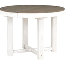 5-Piece Dining Table Set, Two-Size Round To Oval Extendable Butterfly Leaf Wood Dining Table and 4 Upholstered Dining Chairs with Armrests (Brown+White)