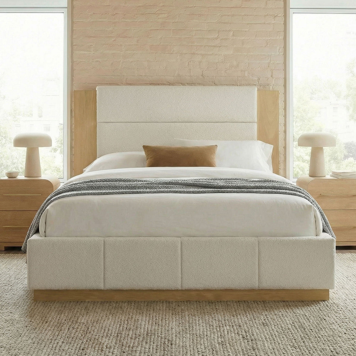 Modern Upholstered Platform Bed With Extended Headboard, photo 21 of 23