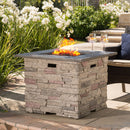 Classic Design Square Fire Pit With Top And 40,000 Btu Heat Output - Stone Gray by HouseOfZazla