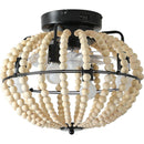 Beaded Fan lamp Wood Beaded Chandelier Oak White