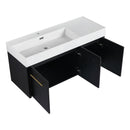 Contemporary 48" Wall Mounted Bathroom Vanity With Resin Sink And Soft Closing Doors And Line - Black Chestnut by HouseOfZazla