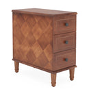 Narrow End Table With 3 Drawers, Compact Design For Small Spaces - Brown by HouseOfZazla