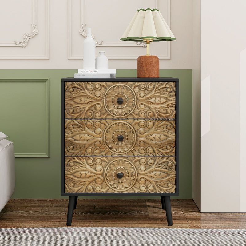 3 Drawer Cabinet, Suitable For Bedroom - Black, photo 7 of 7