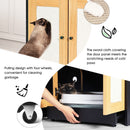 Double Litter Box Enclosure, Cat Litter Box Enclosure For 2 Cats, Hidden Litter Box Furniture With Rattan Doors - Black by HouseOfZazla