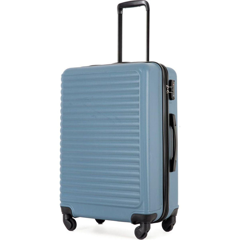 3 Piece Luggage Sets ABS Lightweight Suitcase with Two Hooks, Spinner Wheels, TSA Lock, (20/24/28) Blue