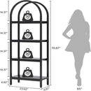 Tall 4 Tier Arched Open Bookshelf Storage Rack - Black by HouseOfZazla
