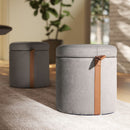 Brandy - Round Upholstered Storage Ottoman With Accent by HouseOfZazla