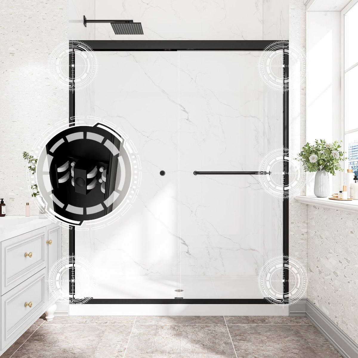 55"-60" W x 72" H Matte Shower Door, photo 5 of 10