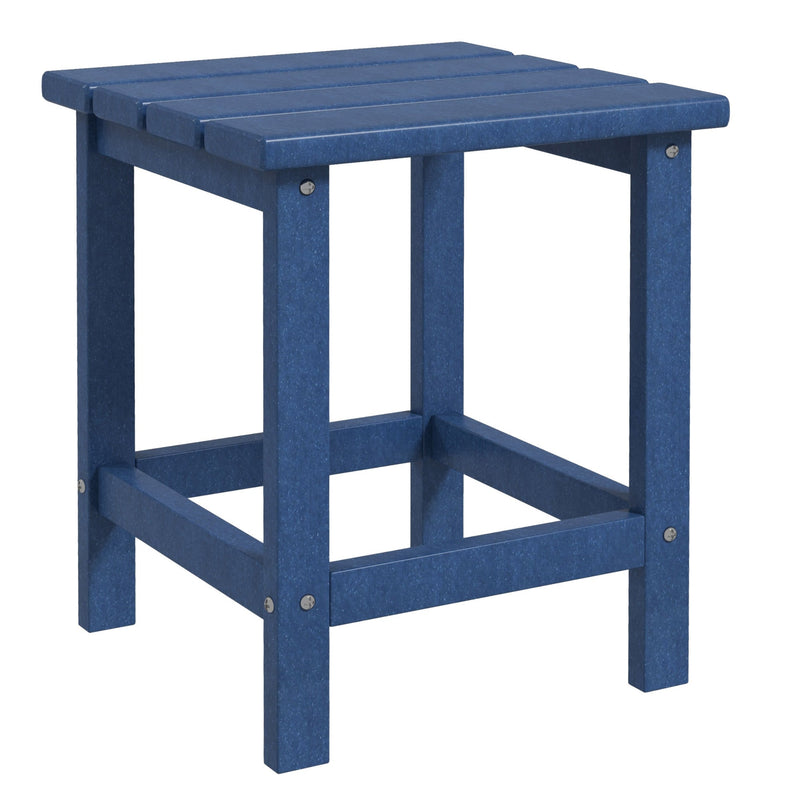 Adirondack Side Table, Square Patio End Table, Weather Resistant 15" Outdoor HDPE Table for Porch, Pool, Balcony, Blue