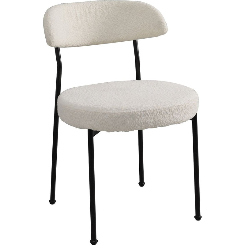 Boucle Upholstered Dining Chairs with Curved Backrest & Metal Legs Set of 2, Beige