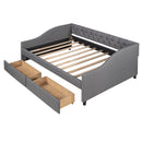 Upholstered Daybed With Two Drawers, Wood Slat Support by HouseOfZazla