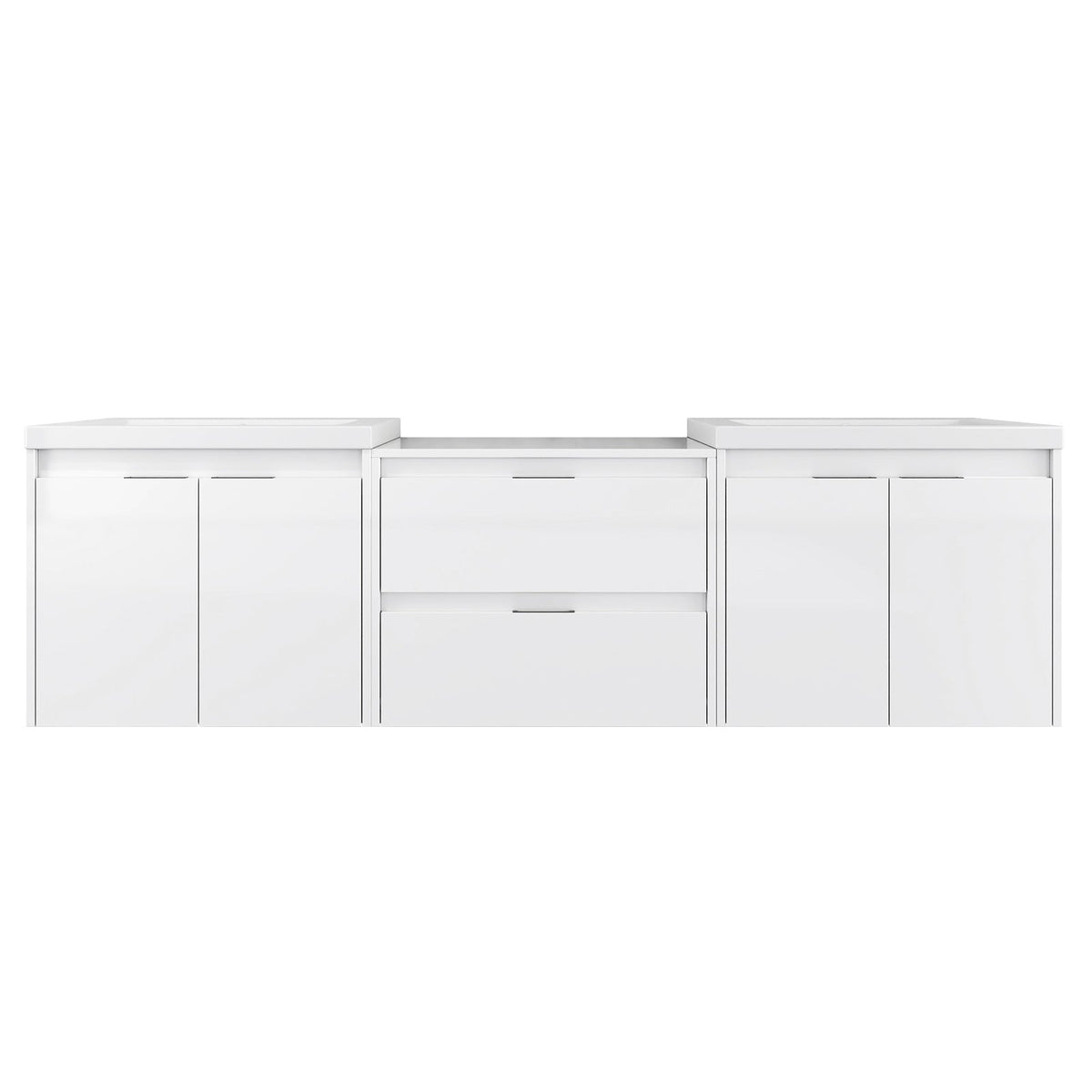 72" Bathroom Vanity With Resin Sink, Soft Close Doors, and 1-Side Cabinet, photo 7 of 10