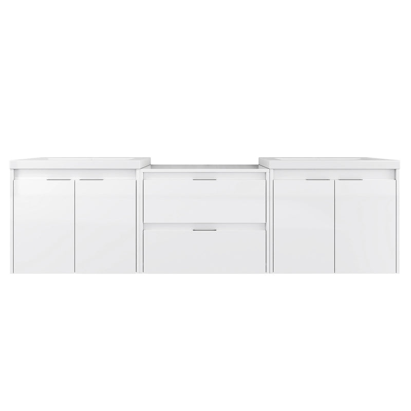 72" Bathroom Vanity With Resin Sink, Soft Close Doors, and 1-Side Cabinet, photo 7 of 10