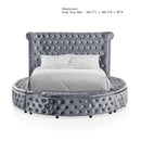 Glam Button Tufted Wingback Round Bed With Storage And USB Ports by Unique Piece Furniture