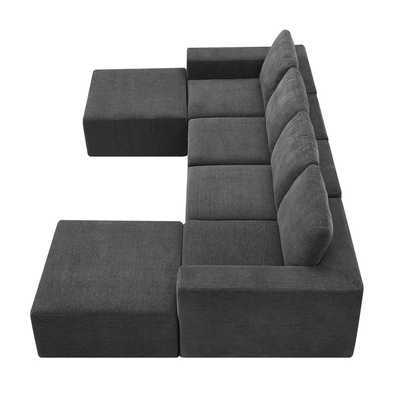 Walker Edison | Chenille Modular U-Shaped Sectional Sofa