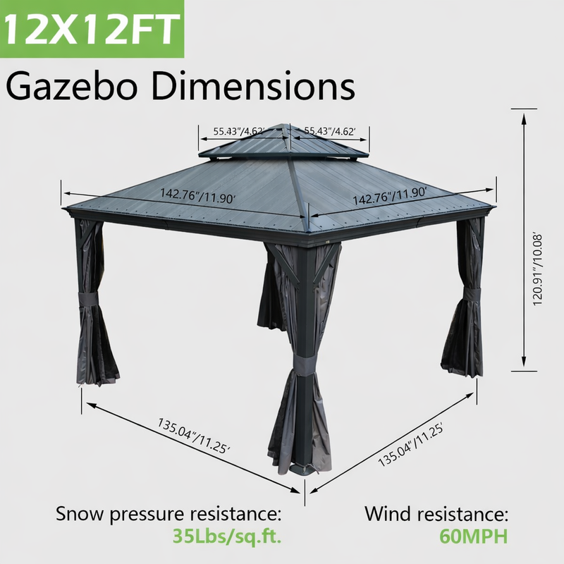 12'x12' Hardtop Gazebo with Resin Roof, photo 4 of 10