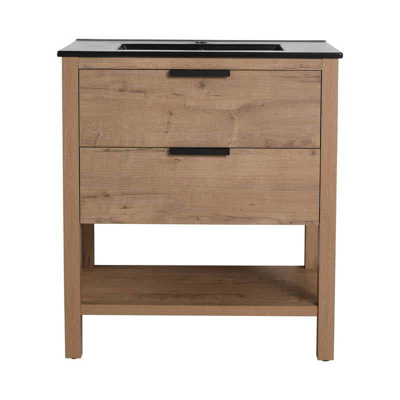 30 Inch Bathroom Vanity Plywood With 2 Drawers (BMO-BL9075BK)