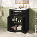 Bathroom Vanity With Integrated Sink, 2 Door Cabinet With Tip Out Drawer, Rectangular Design by Unique Piece Furniture