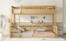 Twin XL over Queen Bunk Bed with Ladder and Guardrails, Natural