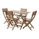 Natural 5 Piece Wood Outdoor Patio Dining Set - Natural Stained