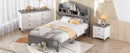 3-Pieces Bedroom Sets Twin Size House Bed with Storage Headboard, Wooden Nightstand and Storage Dresser,Gray