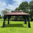 13 0 Outdoor Patio Gazebo Canopy Tent With Ventilated Double Roof And Mosquito Net (Detachable Mesh Screen On All Sides) Suitable For Lawn Garden Backyard And Deck Top - Brown by HouseOfZazla
