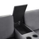 Modular 5 Seat U-Shape Sectional Sofa With Chaise Lounge, Built In Cup Holders And Storage Drawer