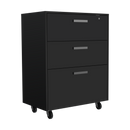 3 Drawers Storage Cabinet with Casters Lions Office, Black Wengue Finish