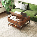 Rustic Flip Top Coffee Table With Hidden Storage - Black / Brown by HouseOfZazla