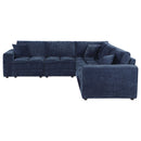 Azure - 5 Piece Upholstered Modular Sectional Sofa - Blue by HouseOfZazla