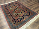 5x7 Persian Tribal Design Rug, Wool, Geometric Medallions, Vintage, Power Loomed