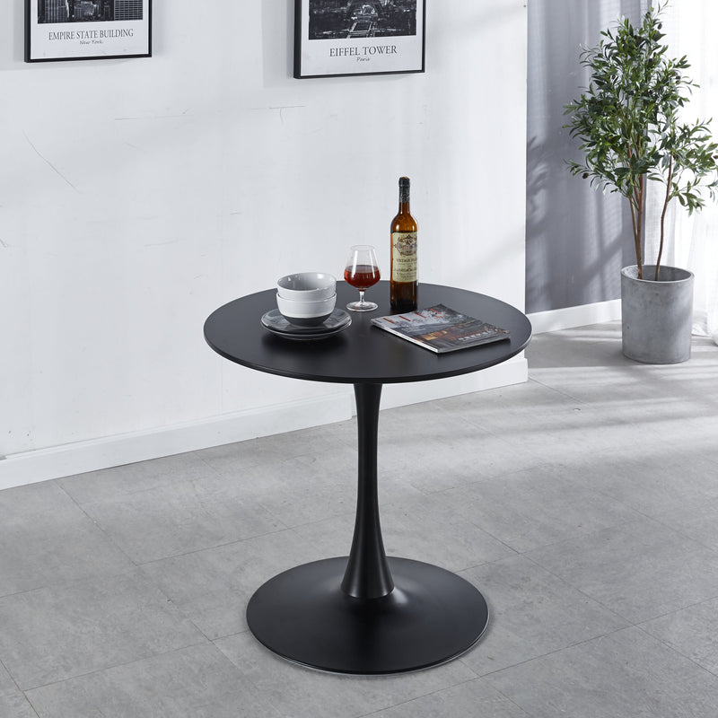 31.5" Black Tulip Table Mid-century Dining Table for 2-4 people With Round Mdf Table Top, Pedestal Dining Table, End Table Leisure Coffee Table