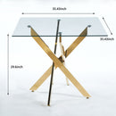 Dining Table With Cross Metal Leg And Tempered Glass, Modern Space Saving Kitchen Table For Living Room Legs, Square Table by HouseOfZazla