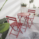 3 Piece Patio Bistro Set of Foldable Round Table and Chairs, Red