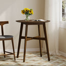 Round Counter Height Dining Table With Thick Rubberwood Legs And Support Beams - Walnut