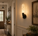 Delicate Narrow Frosted Floral Glass Wall Sconce by The Lamp Goods