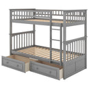 Twin Over Twin Bunk Bed With Drawers, Convertible Beds by Unique Piece Furniture