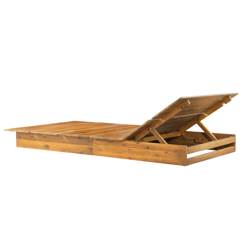 Acacia Wood Outdoor Chaise Lounge, photo 4 of 8