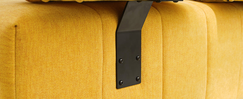 91.73" L-shaped Sofa Sectional Sofa Couch with 2 Stools and 2 Lumbar Pillows for Living Room, Yellow