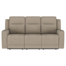 Slater - 3 Piece Upholstered Reclining Sofa Set And Built In Storage - Taupe