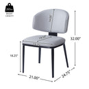 7-Piece Modern Dining Set with Wood, Faux Leather, and Metal Frame Gray+Black+Natural Finish