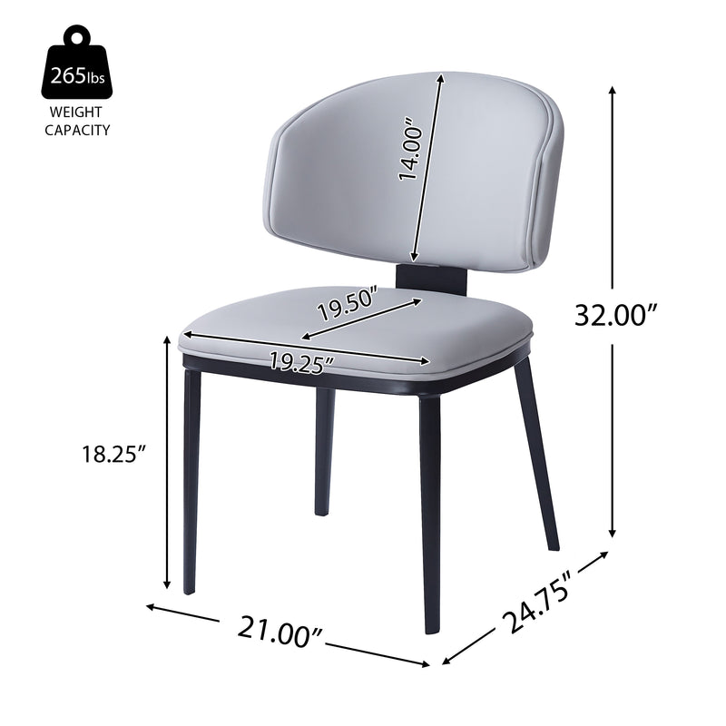 7-Piece Modern Dining Set with Wood, Faux Leather, and Metal Frame Gray+Black+Natural Finish