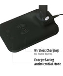 Brilli 15"H Bright-Clean Antimicrobial LED Desk Lamp Matte Black Finish with Wireless Charging by LampsUSA