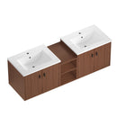 Soft Close Doors Bathroom Vanity With Small Storage Shelves, 24" And 12" Combination Cabinet - Reddish Brown by HouseOfZazla