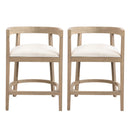 Modern Rubberwood Counter Stool Set With Upholstered Seats