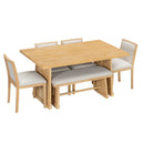 Dining Set With Rectangular Table, 4 Upholstered Chairs & 1 Padded Bench